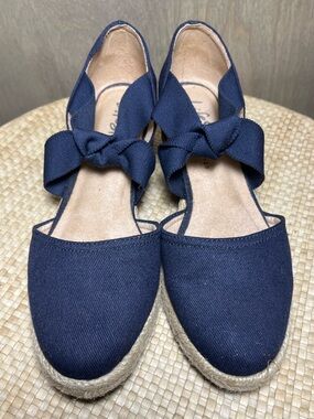 LifeStride Kascade Women's Navy Low Heel Wedge Espadrille Sandals 8M